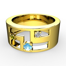 Valeda Alyans - Akuamarin, peridot ve swarovski 18 ayar altın yüzük #lbtkmn