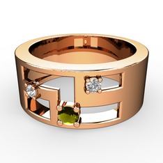 Valeda Alyans - Peridot, pırlanta ve swarovski 8 ayar rose altın yüzük (0.036 karat) #lodjr6