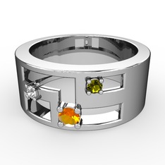 Valeda Alyans - Sitrin, swarovski ve peridot 925 ayar gümüş yüzük #lqujmw