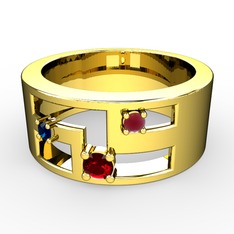 Valeda Alyans - Garnet, lab safir ve kök yakut 14 ayar altın yüzük #lysex6