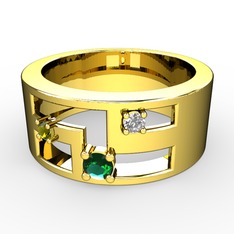 Valeda Alyans - Yeşil kuvars, peridot ve swarovski 8 ayar altın yüzük #mg9opf