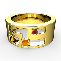 Valeda Alyans - Sitrin, peridot ve kök yakut 18 ayar altın yüzük #pxgvxu