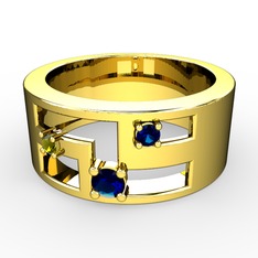 Lab safir ve peridot 18 ayar altın yüzük