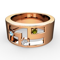 Valeda Alyans - Swarovski, akuamarin ve peridot 8 ayar rose altın yüzük #ttxgsy