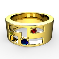 Valeda Alyans - Lab safir, peridot ve garnet 925 ayar altın kaplama gümüş yüzük #uw6cwk