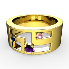 Valeda Alyans - Ametist, lab safir ve pembe kuvars 8 ayar altın yüzük #uzuxav