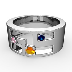 Valeda Alyans - Sitrin, pembe kuvars ve lab safir 925 ayar gümüş yüzük #wz93m8