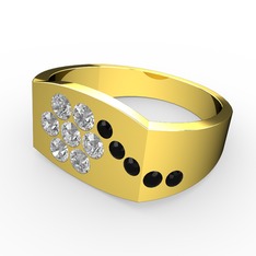 Gardenia Çiçek Yüzük - Siyah zirkon ve swarovski 8 ayar altın yüzük #11t23qa