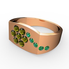 Gardenia Çiçek Yüzük - Yeşil kuvars ve peridot 925 ayar rose altın kaplama gümüş yüzük #11tup03