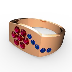 Gardenia Çiçek Yüzük - Lab safir ve rodolit garnet 18 ayar rose altın yüzük #12fauc3