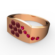 Rodolit garnet ve kök yakut 18 ayar rose altın yüzük