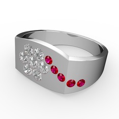 Gardenia Çiçek Yüzük - Rodolit garnet ve swarovski 8 ayar beyaz altın yüzük #14g7yr9