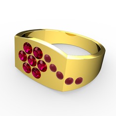 Gardenia Çiçek Yüzük - Kök yakut ve rodolit garnet 8 ayar altın yüzük #17lz9py