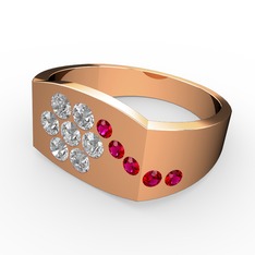 Gardenia Çiçek Yüzük - Rodolit garnet ve swarovski 18 ayar rose altın yüzük #184xvuv