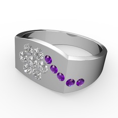 Gardenia Çiçek Yüzük - Ametist ve swarovski 925 ayar gümüş yüzük #18ovi2c
