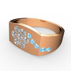 Akuamarin ve swarovski 8 ayar rose altın yüzük