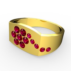 Gardenia Çiçek Yüzük - Rodolit garnet 14 ayar altın yüzük #191cxn7