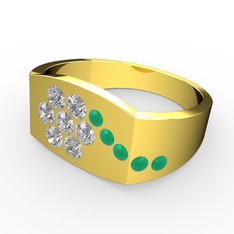 Gardenia Çiçek Yüzük - Kök zümrüt ve swarovski 925 ayar altın kaplama gümüş yüzük #1a97kdy