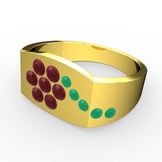 Gardenia Çiçek Yüzük - Kök zümrüt ve kök yakut 925 ayar altın kaplama gümüş yüzük #1at4uh1