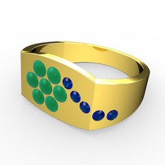 Gardenia Çiçek Yüzük - Lab safir ve kök zümrüt 925 ayar altın kaplama gümüş yüzük #1auw8i1