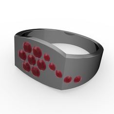 Kök yakut 925 ayar siyah rodyum kaplama gümüş yüzük