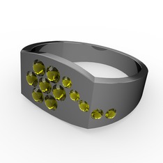 Gardenia Çiçek Yüzük - Peridot 925 ayar siyah rodyum kaplama gümüş yüzük #1dp6oia