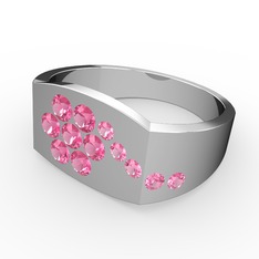 Gardenia Çiçek Yüzük - Pembe kuvars 925 ayar gümüş yüzük #1fa4hxz