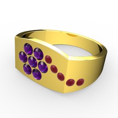 Gardenia Çiçek Yüzük - Kök yakut ve ametist 925 ayar altın kaplama gümüş yüzük #1fedgnv