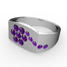 Ametist 18 ayar beyaz altın yüzük