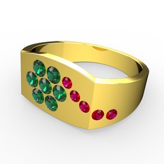 Gardenia Çiçek Yüzük - Rodolit garnet ve yeşil kuvars 18 ayar altın yüzük #1ghqoqb