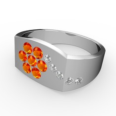 Swarovski ve sitrin 8 ayar beyaz altın yüzük