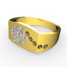 Gardenia Çiçek Yüzük - Dumanlı kuvars ve swarovski 18 ayar altın yüzük #1inan9j