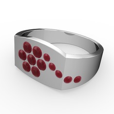 Gardenia Çiçek Yüzük - Kök yakut 18 ayar beyaz altın yüzük #1jh07m8