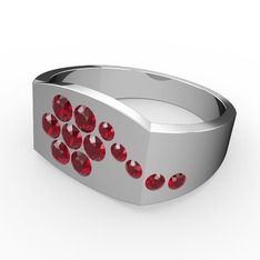 Garnet 8 ayar beyaz altın yüzük