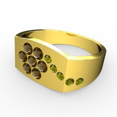 Gardenia Çiçek Yüzük - Peridot ve dumanlı kuvars 8 ayar altın yüzük #1jl33x2