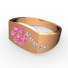 Swarovski ve pembe kuvars 18 ayar rose altın yüzük