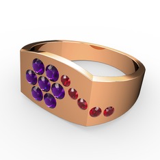 Gardenia Çiçek Yüzük - Garnet ve ametist 18 ayar rose altın yüzük #1k6c407