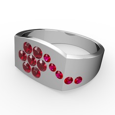 Gardenia Çiçek Yüzük - Rodolit garnet ve garnet 14 ayar beyaz altın yüzük #1l7lw4p