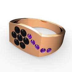 Gardenia Çiçek Yüzük - Ametist ve siyah zirkon 18 ayar rose altın yüzük #1lubuqa