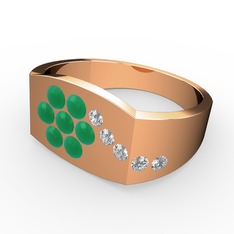 Gardenia Çiçek Yüzük - Swarovski ve kök zümrüt 8 ayar rose altın yüzük #1lvxxwk