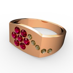 Gardenia Çiçek Yüzük - Dumanlı kuvars ve rodolit garnet 14 ayar rose altın yüzük #1nfthjl