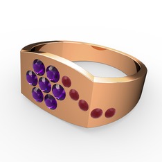 Gardenia Çiçek Yüzük - Kök yakut ve ametist 14 ayar rose altın yüzük #1noxxzg