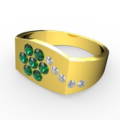 Gardenia Çiçek Yüzük - Beyaz zirkon ve yeşil kuvars 18 ayar altın yüzük #1nt691u