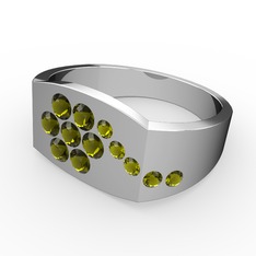 Gardenia Çiçek Yüzük - Peridot 18 ayar beyaz altın yüzük #1pbmath