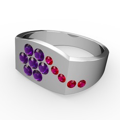 Gardenia Çiçek Yüzük - Rodolit garnet ve ametist 925 ayar gümüş yüzük #1qdvezj