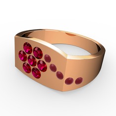 Gardenia Çiçek Yüzük - Kök yakut ve rodolit garnet 18 ayar rose altın yüzük #1rit3de
