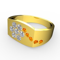 Sitrin ve swarovski 14 ayar altın yüzük