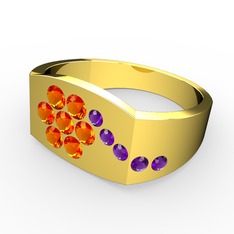 Ametist ve sitrin 18 ayar altın yüzük