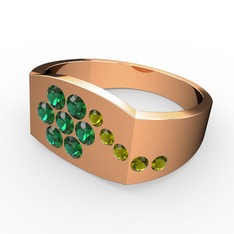 Gardenia Çiçek Yüzük - Peridot ve yeşil kuvars 18 ayar rose altın yüzük #1sogq5z