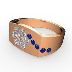 Gardenia Çiçek Yüzük - Lab safir ve swarovski 18 ayar rose altın yüzük #1ui8r83
